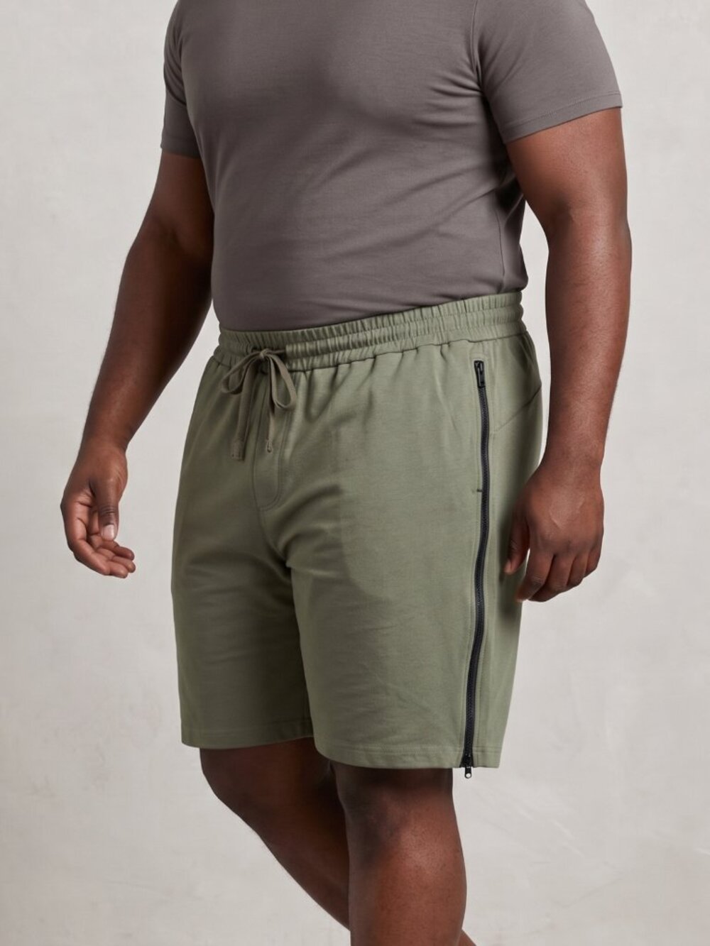 NWOT Mens Olive Green Full Side Zipper Athletic Streetwear Track Shorts Large